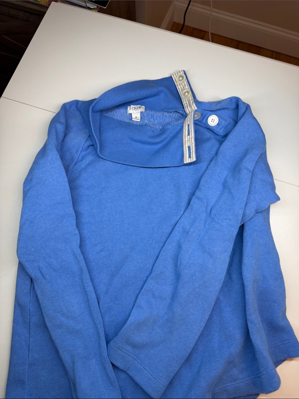 J. Crew Bright Blue Button-Trim Cowl Neck Sweater